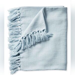 Serena & Lily 'Mendocino' Handwoven Linen Throw, New, Sky Blue, Lightweight